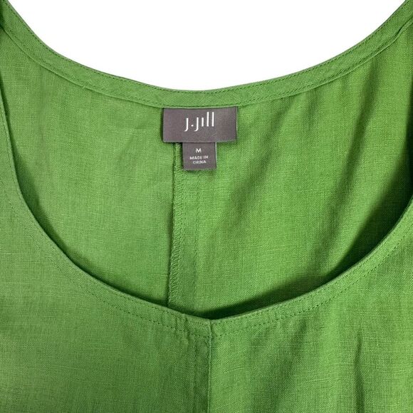 J. Jill Sleeveless Green Linen Dress size Medium - Picture 3 of 6